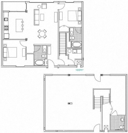 Floor plan for 2 beds, 2.5 baths, 2415 sqft